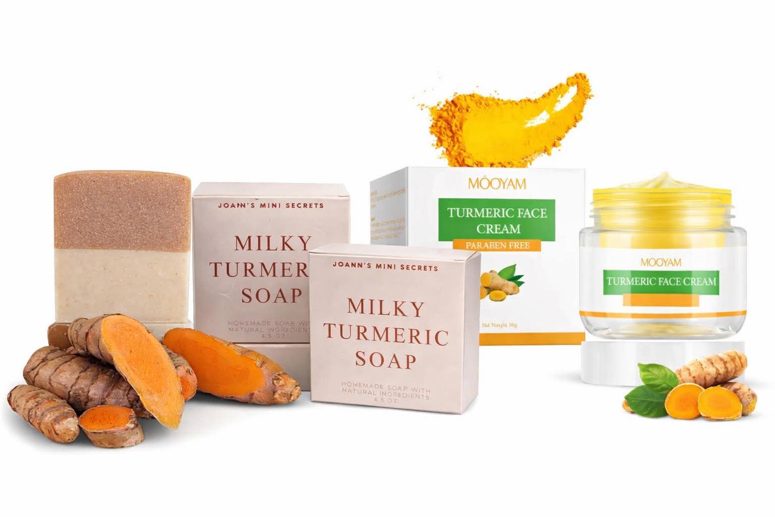 Anjali Brothers' Bundle and Save Pack (3pcs Milky Turmeric Soap with Turmeric Face Cream)
